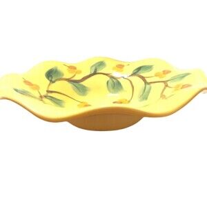 Gail‎ Pittman Signed Siena Ruffled 10.5” Compote Bowl/Candle Holder Hand Painted